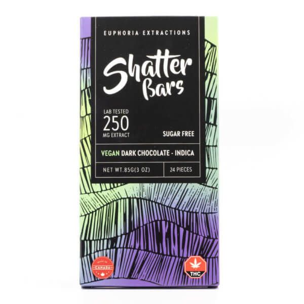 Euphoriaextracts Shatter Bars Sugar Free Vegan Dark Chocolate Indica 250Mg