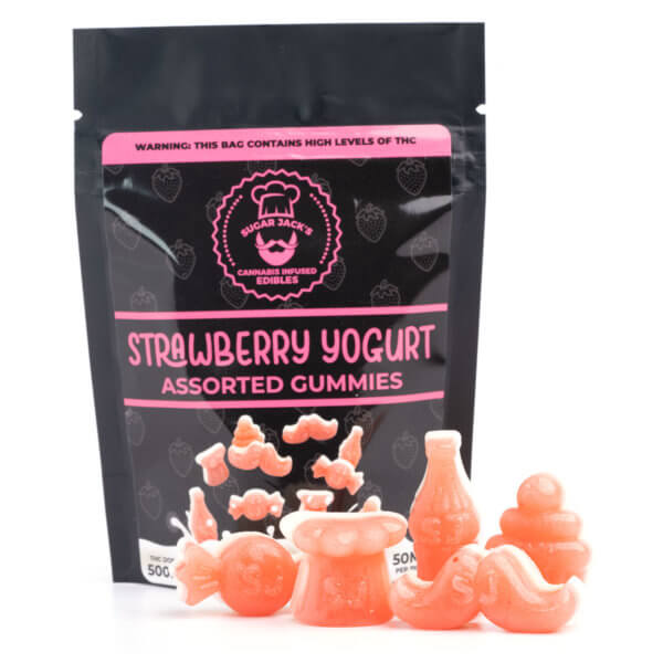500mg THC Strawberry Yogurt Gummies