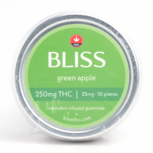 Bliss-Cannabis-Infused-Gummies-250MG-THC-Green-Apple