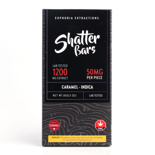 Indica Caramel Chocolate Shatter Bar - Euphoria Extractions - 1200mg