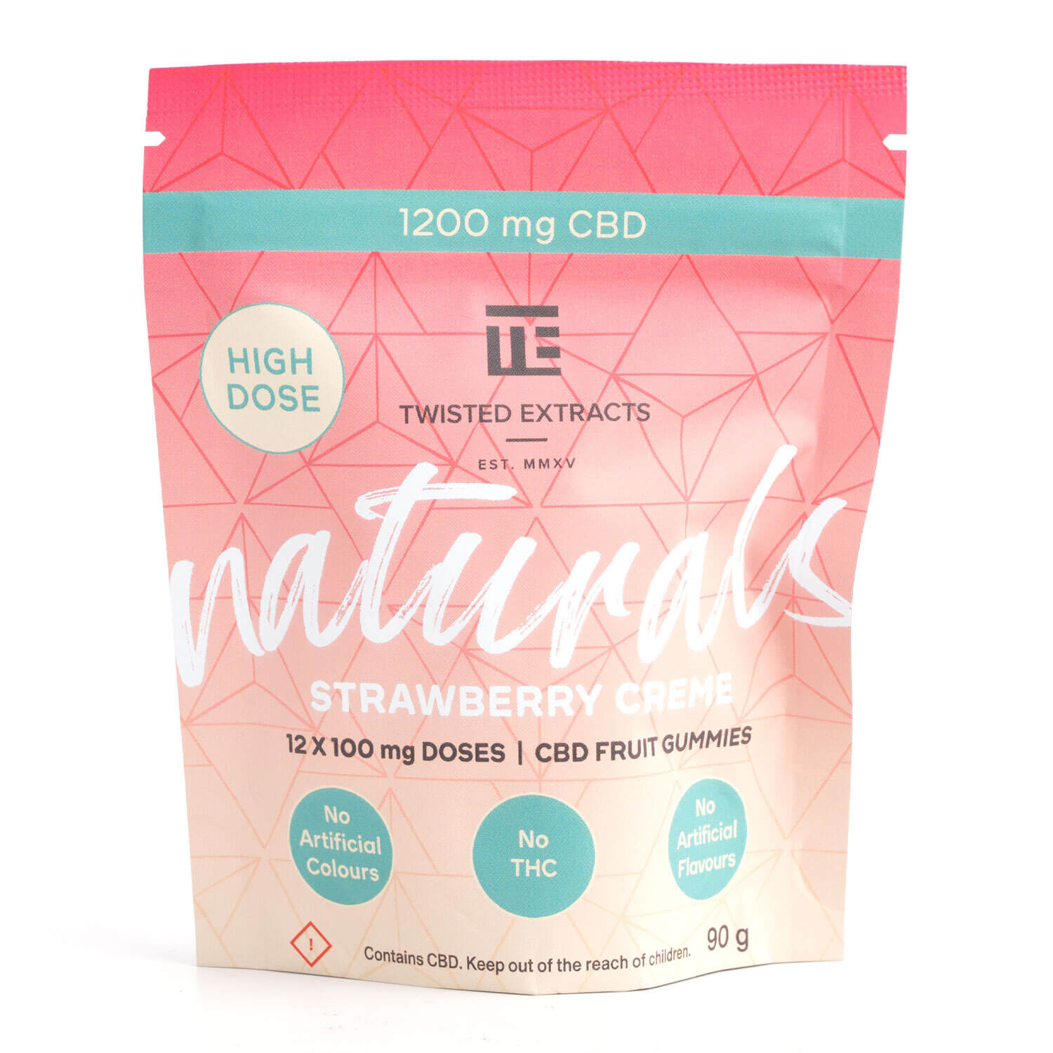 1200mg Naturals Gummies - Twisted Extracts 5 1200mg Natural Gummies - CBD Strawberry Creme