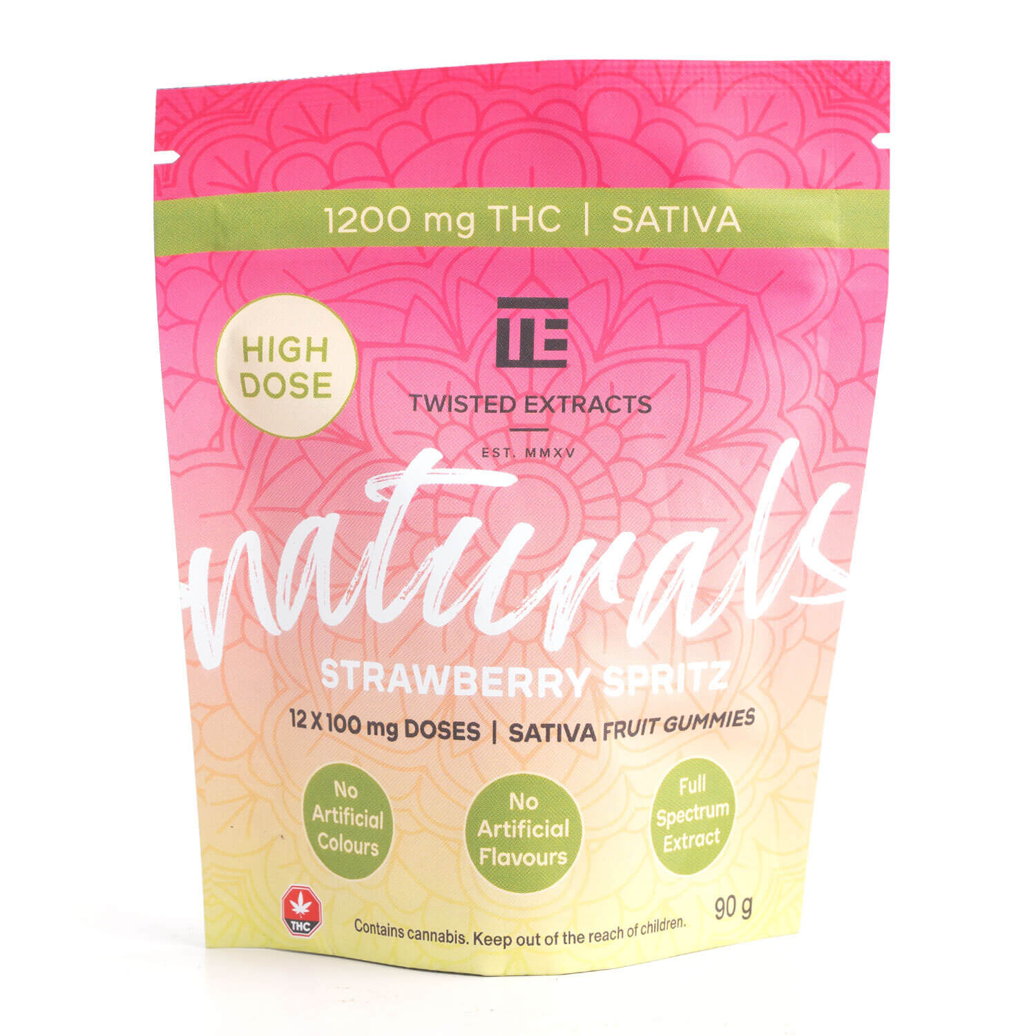 1200mg Naturals Gummies - Twisted Extracts 4 1200mg Natural Gummies - Strawberry Spritz